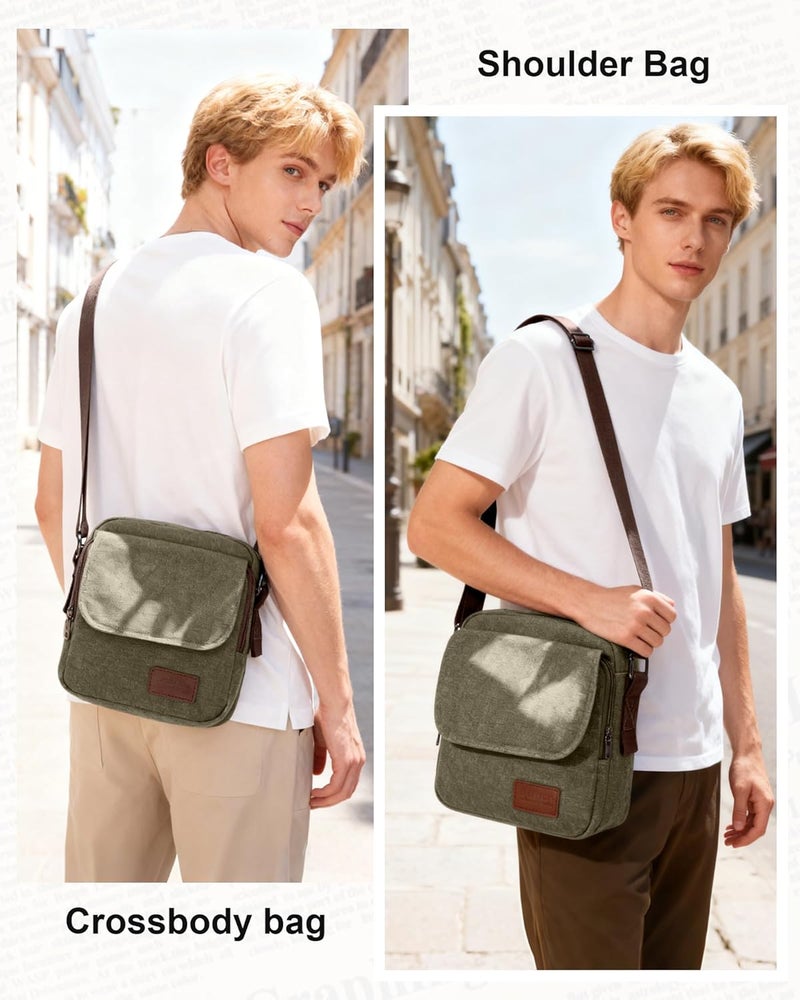 WISEPACK Small Crossbody Bag for Men,Canvas Messenger Shoulder Bags Crossbody Satchel Bag Men's Side Bags Over the Shoulder Purse - Image 4